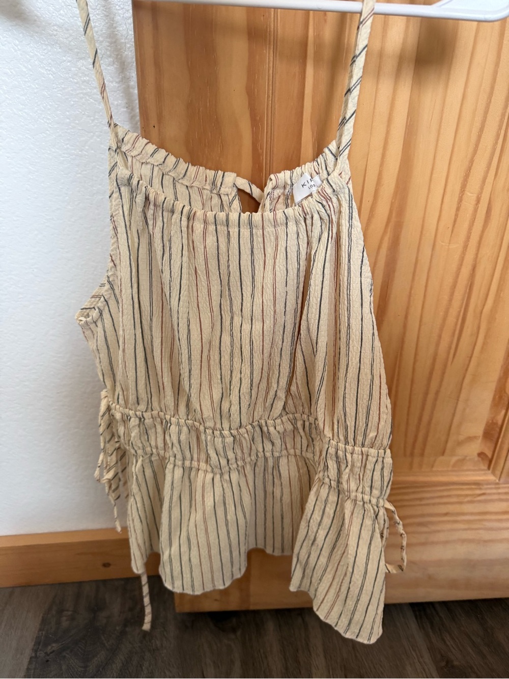 iris Cream Striped Sleeveless Peplum Camisole